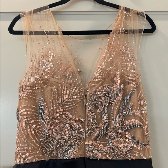 Marchesa beaded embellished illusion satin dress with front slit - Picture 11 of 16